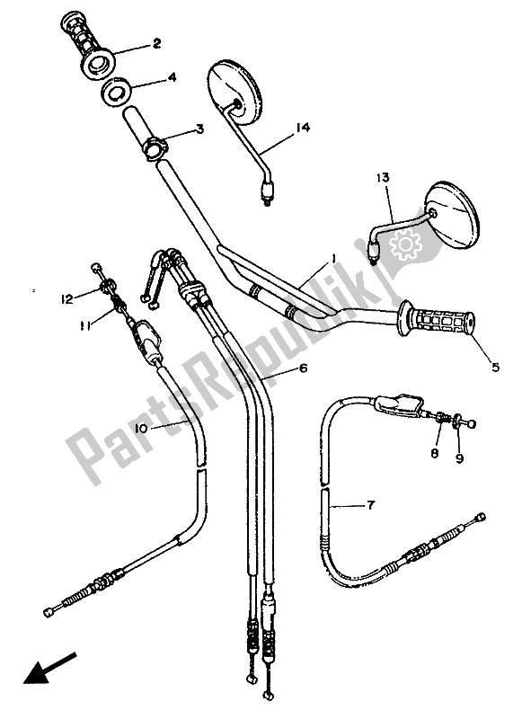 Todas as partes de Manivela E Cabo De Direção do Yamaha TW 200E 1989