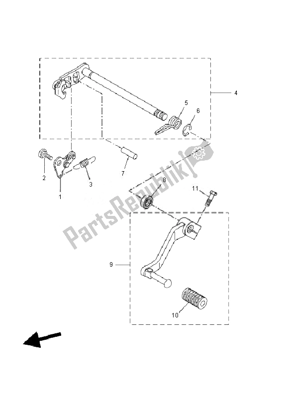 All parts for the Shift Shaft of the Yamaha WR 125R 2010