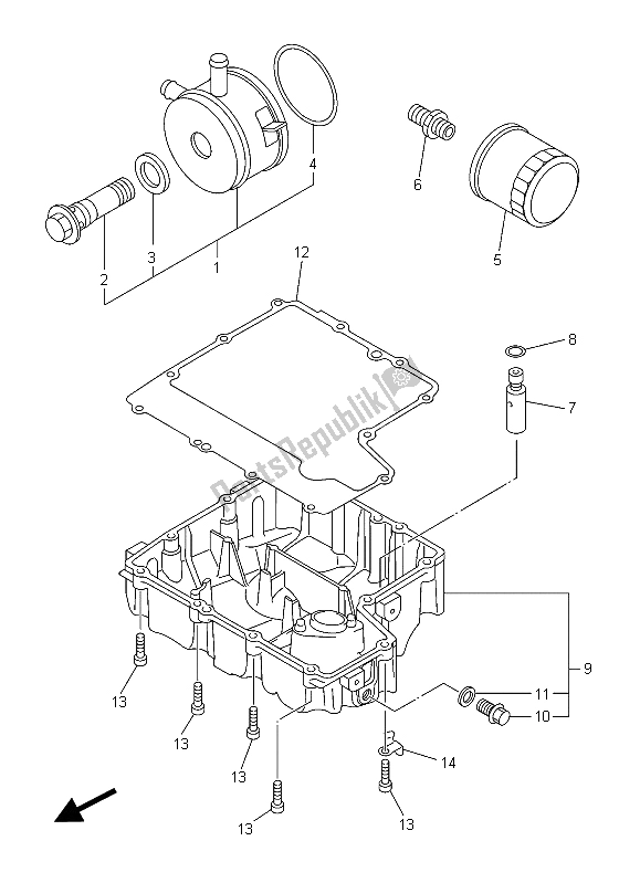 All parts for the Oil Cleaner of the Yamaha XJ6F 600 2015