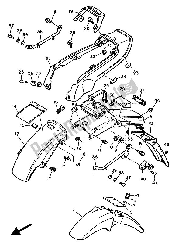 Alle onderdelen voor de Spatbord van de Yamaha FZX 750 1988