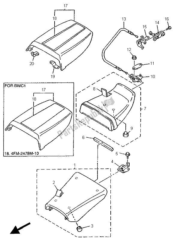 Toutes les pièces pour le Siège du Yamaha FZR 600R 1995