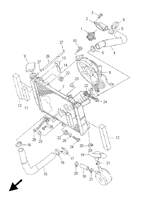 Tutte le parti per il Tubo Del Radiatore del Yamaha YZF R6 600 2001