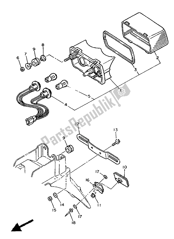 Todas as partes de Luz Traseira do Yamaha XT 600Z Tenere 1988