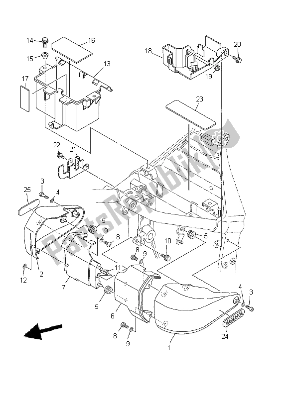 Toutes les pièces pour le Couvercle Latéral du Yamaha XV 1600A Wildstar 2002