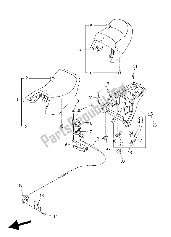 Toutes les pièces pour le Siège du Yamaha FJR 1300 2004