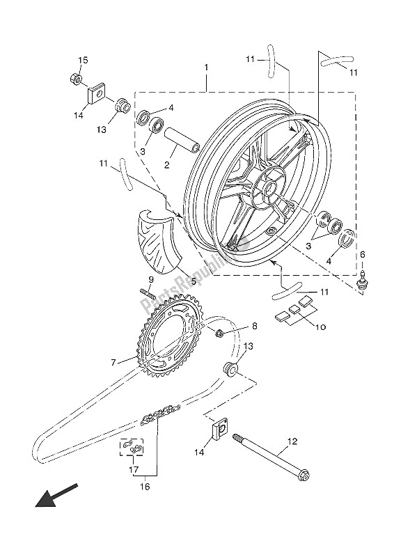 Wszystkie części do Tylne Ko? O (bs4-mnm3) Yamaha MT 125 2016