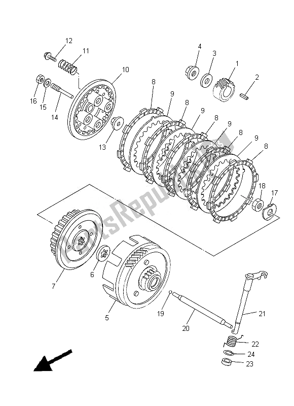 All parts for the Clutch of the Yamaha TT R 125 LWE 2013