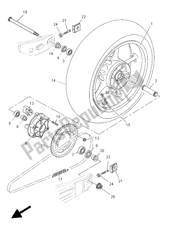 All parts for the Rear Wheel of the Yamaha MT 03 660 2012