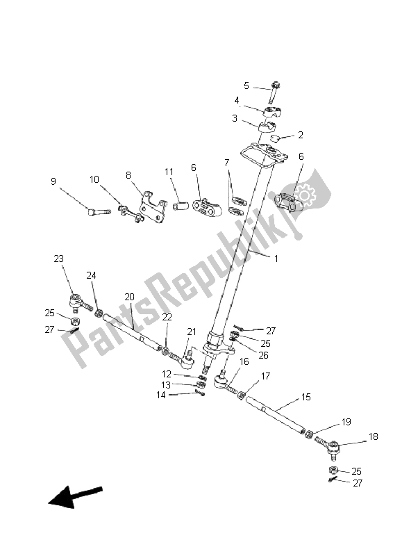 All parts for the Steering of the Yamaha YFM 125 Grizzly 2005