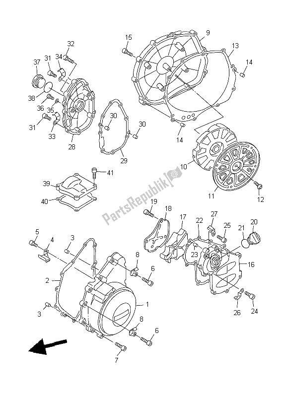 All parts for the Crankcase Cover 1 of the Yamaha FJR 1300 2002