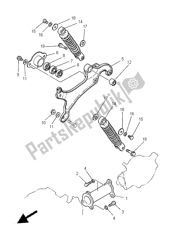 Todas las partes para Brazo Trasero Y Suspensión de Yamaha PW 50 2014