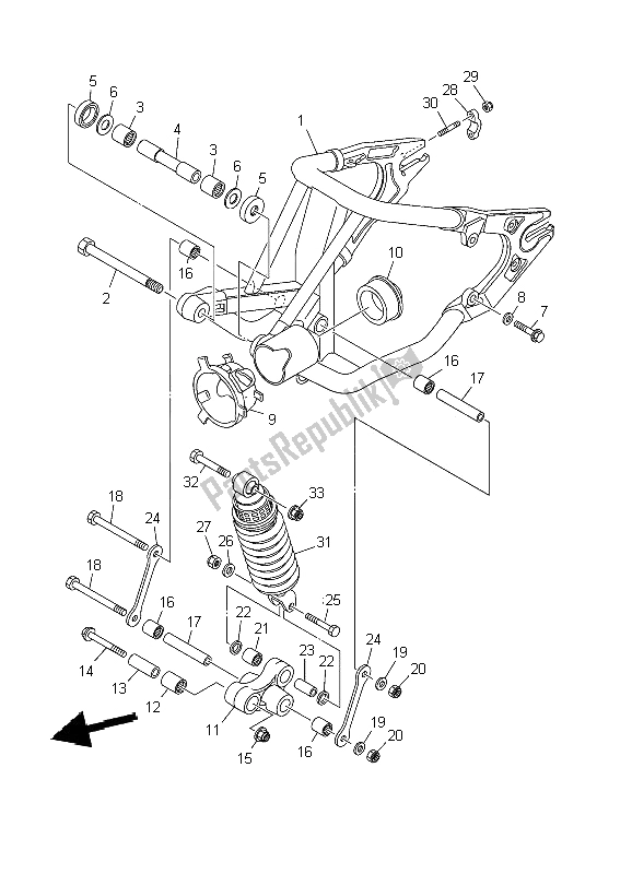 All parts for the Rear Arm & Suspension of the Yamaha XVS 1100 Dragstar 2002