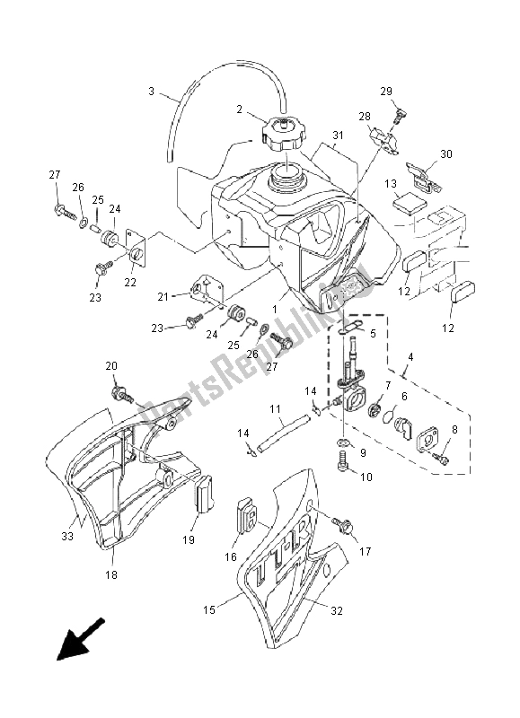 Alle onderdelen voor de Benzinetank van de Yamaha TT R 90 N 2001