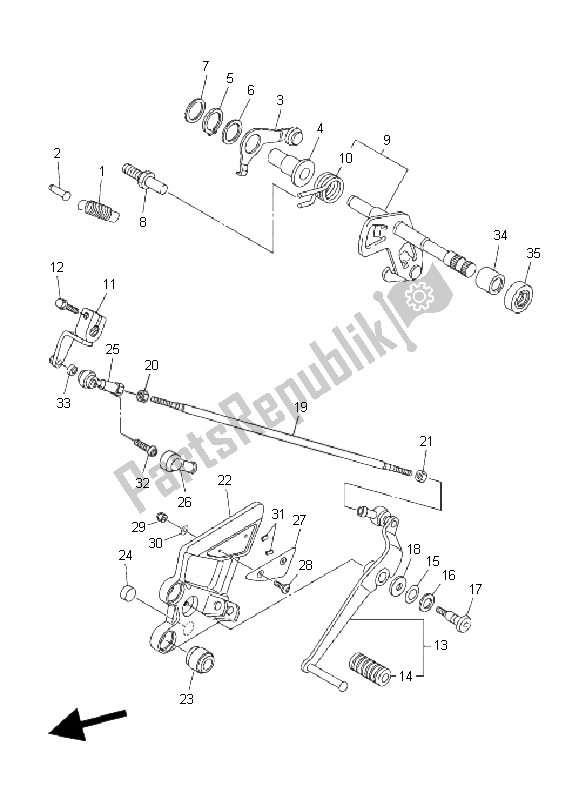 Toutes les pièces pour le Arbre De Changement du Yamaha FZ6 SHG Fazer 600 2008