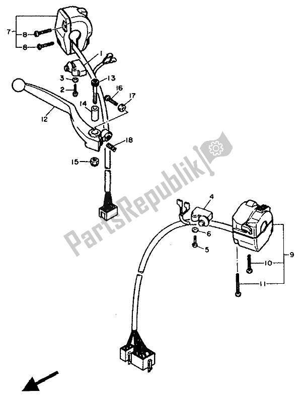 Toutes les pièces pour le Interrupteur Et Levier De Poignée du Yamaha FJ 1200 1991