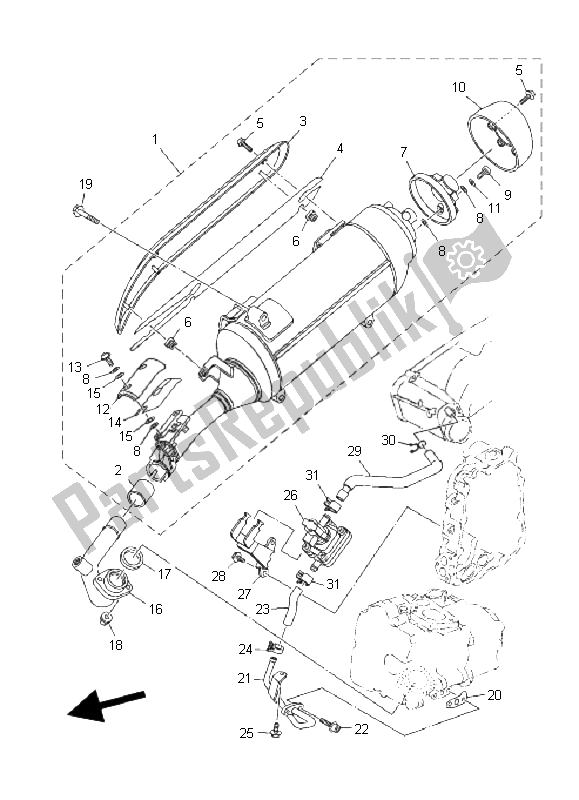 All parts for the Exhaust of the Yamaha YP 400 Majesty 2011