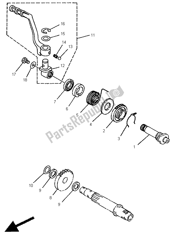 All parts for the Starter of the Yamaha YZ 80 LW 1999