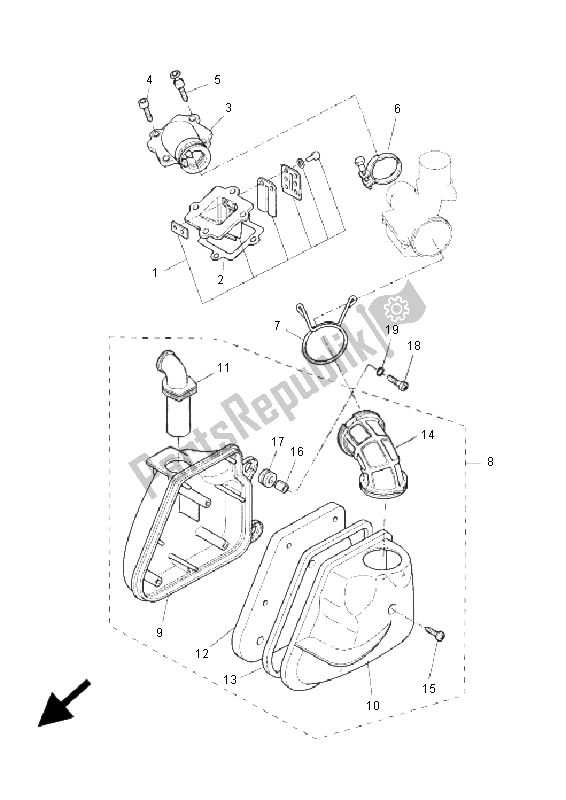 All parts for the Intake of the Yamaha YQ 50L Aerox Race Replica 2008