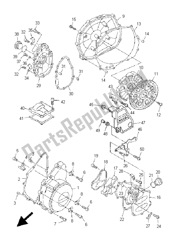 Toutes les pièces pour le Couvercle De Carter 1 du Yamaha FJR 1300 AS 2011