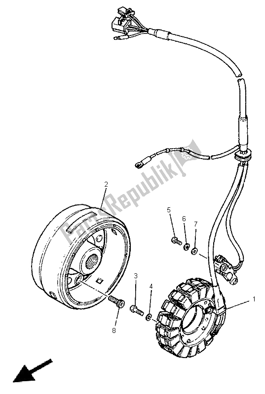 All parts for the Generator of the Yamaha TT 600E 1996