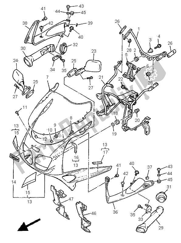 Toutes les pièces pour le Capot 1 du Yamaha FZR 1000 1995