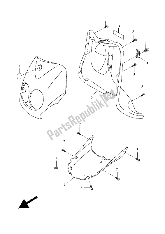 All parts for the Leg Shield of the Yamaha YN 50 2014