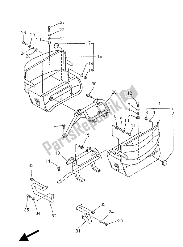 All parts for the Saddlebag 1 (for Xvz13ath) of the Yamaha XVZ 1300 Royalstar 1996