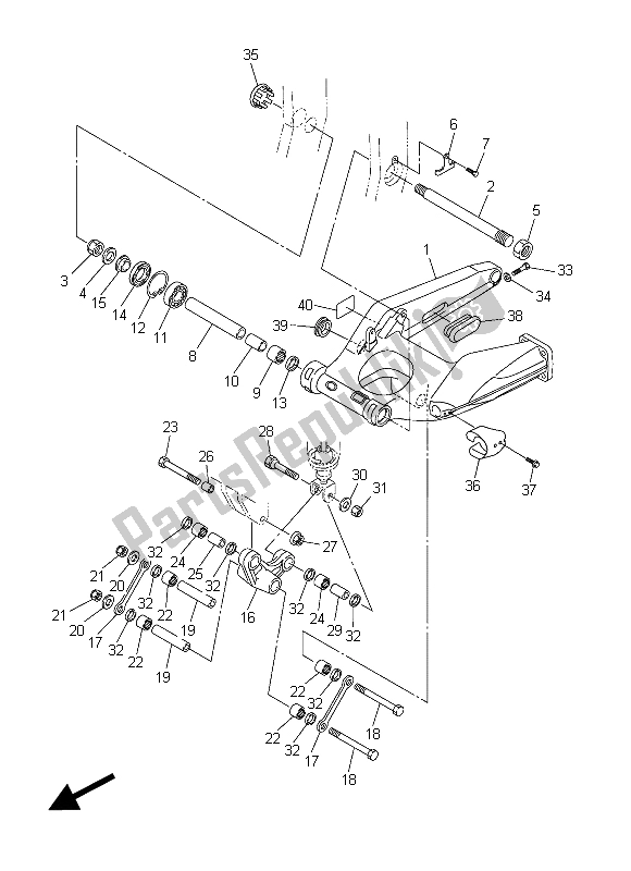 All parts for the Rear Arm of the Yamaha FJR 1300A 2015
