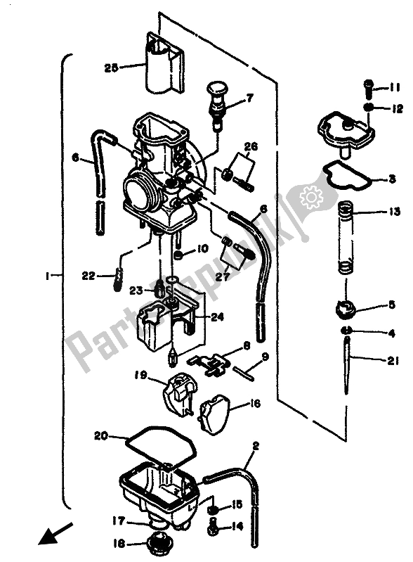 Todas as partes de Carburador do Yamaha YZ 125F LC 1994