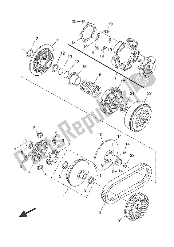 All parts for the Clutch of the Yamaha YP 400R 2016