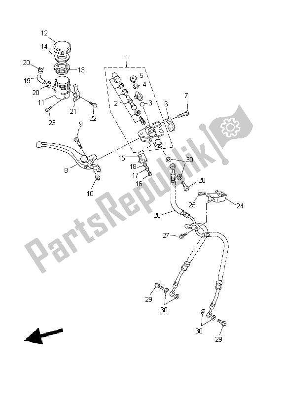 Todas as partes de Cilindro Mestre Dianteiro do Yamaha YZF R1 1000 2002