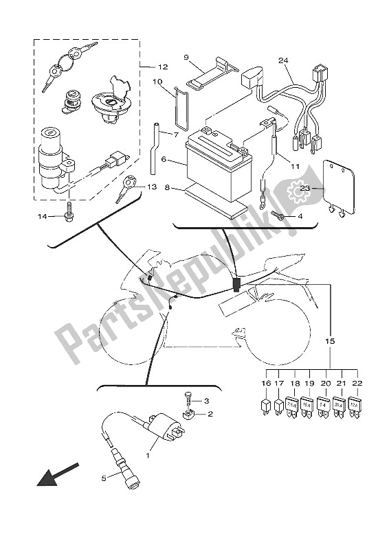 Toutes les pièces pour le électrique 1 du Yamaha YZF R 125A 2016