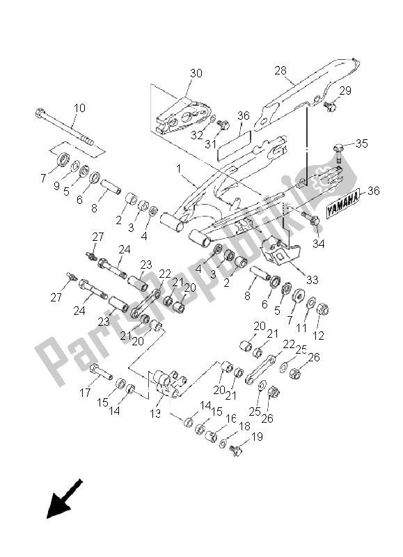 Toutes les pièces pour le Bras Arrière du Yamaha DT 125 RE 2005