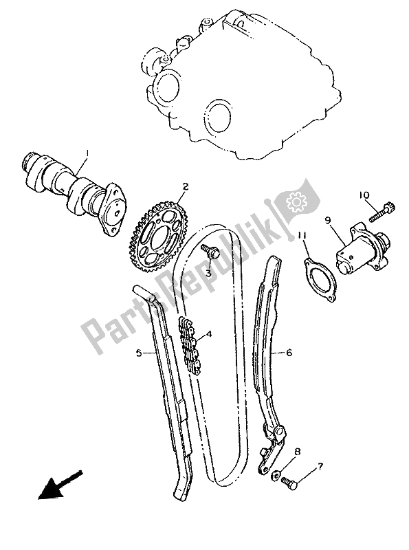 All parts for the Camshaft & Chain of the Yamaha XT 600K 1993