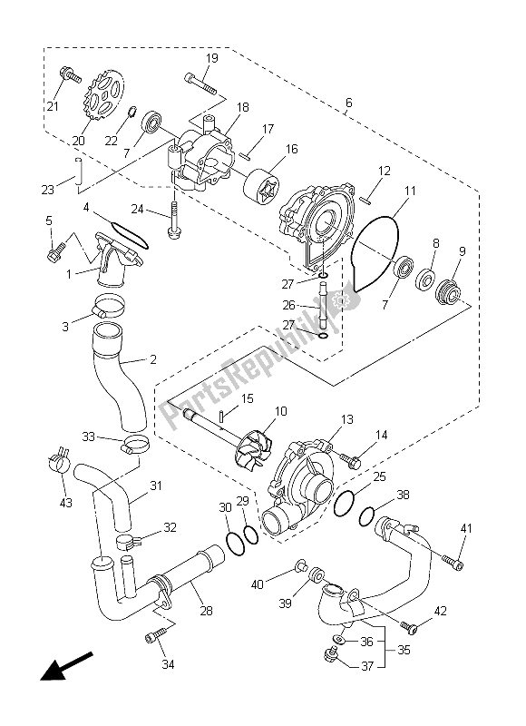 Tutte le parti per il Pompa Dell'acqua del Yamaha FZ8 N 800 2015