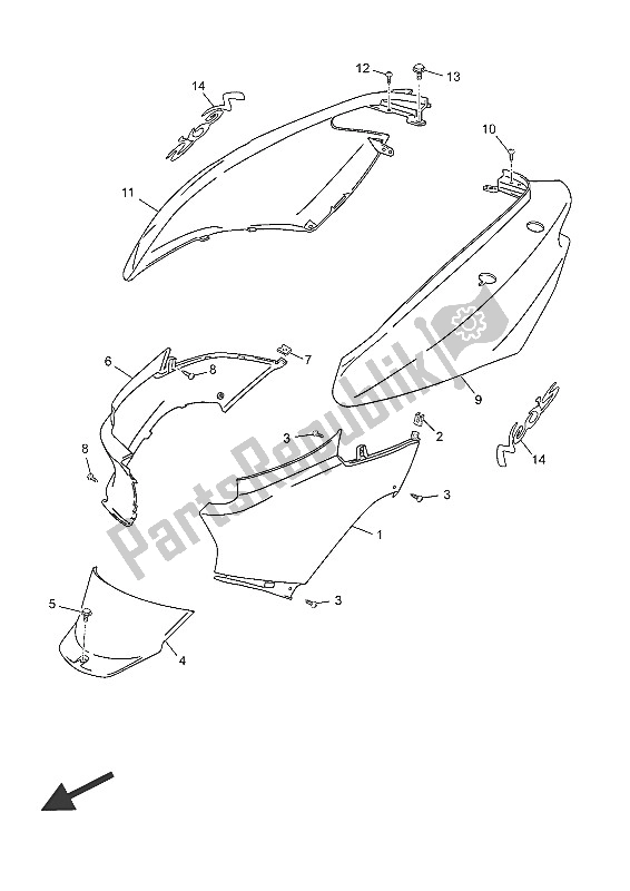 Todas as partes de Tampa Lateral do Yamaha YN 50 2016