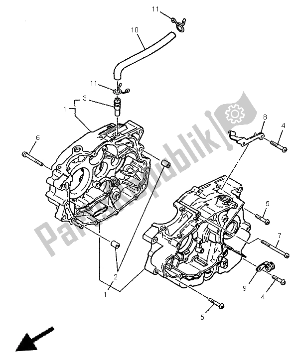 All parts for the Crankcase of the Yamaha SR 125 1996