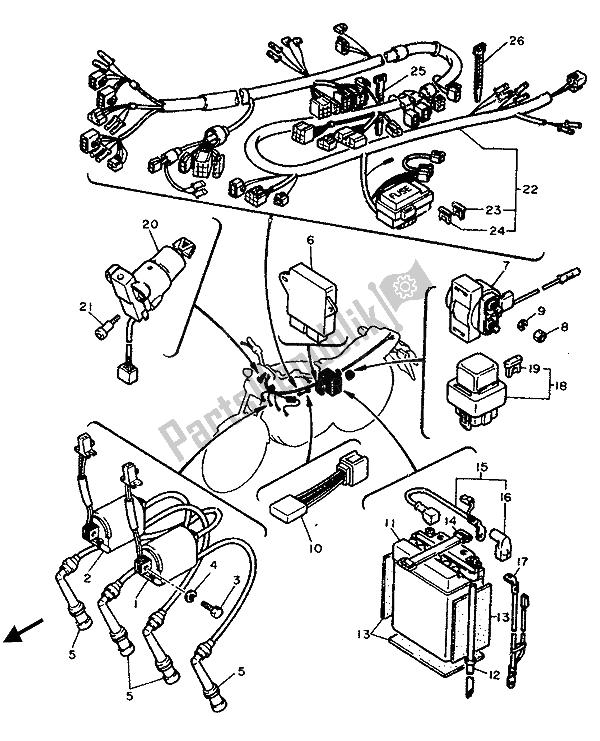 Wszystkie części do Elektryczny 1 Yamaha FZX 750 1987