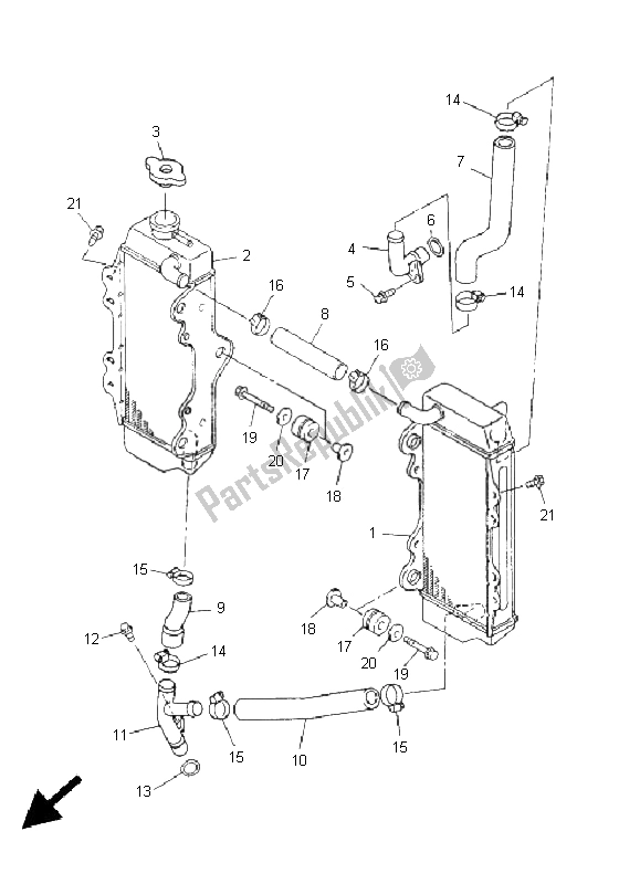 All parts for the Raidator & Hose of the Yamaha WR 450F 2005