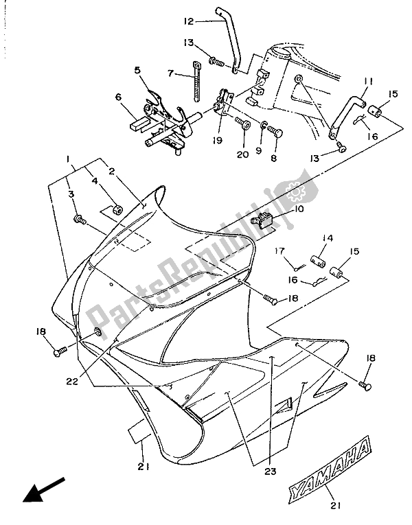 Toutes les pièces pour le Capot 1 du Yamaha TZ 250 1989