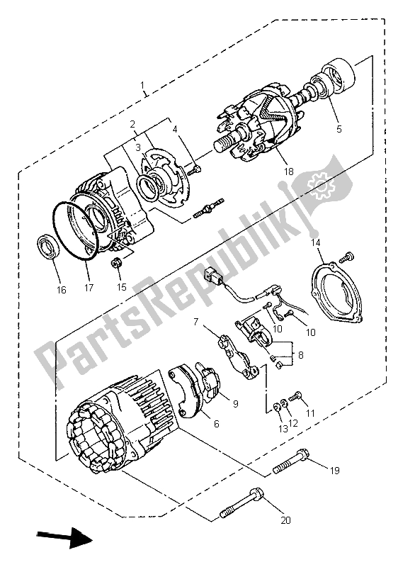 Alle onderdelen voor de Generator van de Yamaha XJ 900S Diversion 1997