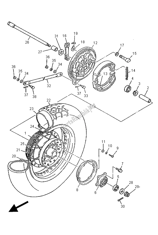 All parts for the Rear Wheel of the Yamaha XV 535 S Virago 1997