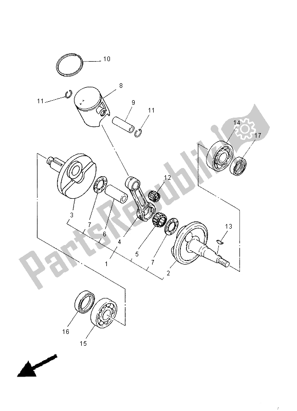 All parts for the Crankshaft & Piston of the Yamaha YZ 80 SW LW 2000