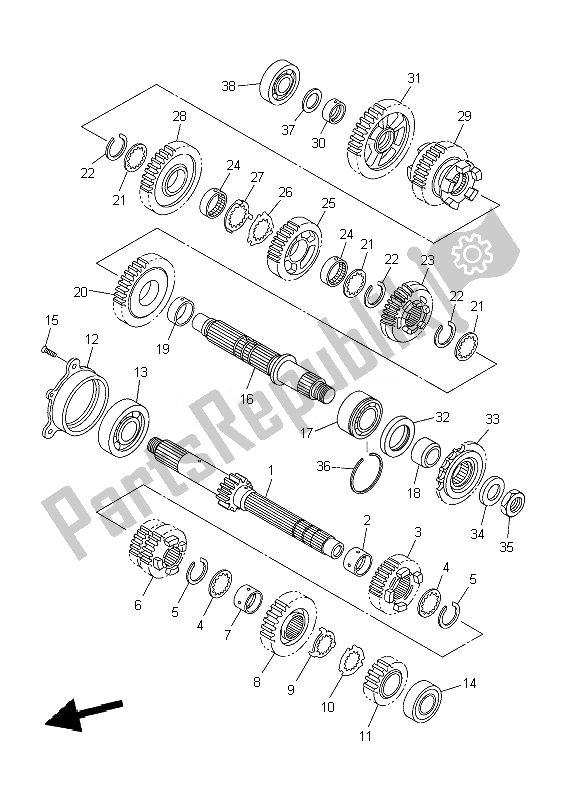 All parts for the Transmission of the Yamaha YZF R6 600 2010