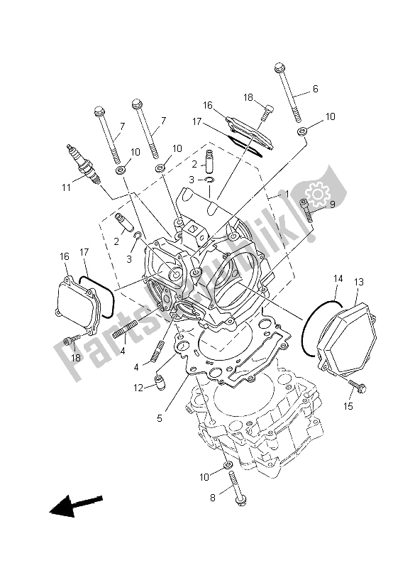 All parts for the Cylinder Head of the Yamaha XT 660R 2006