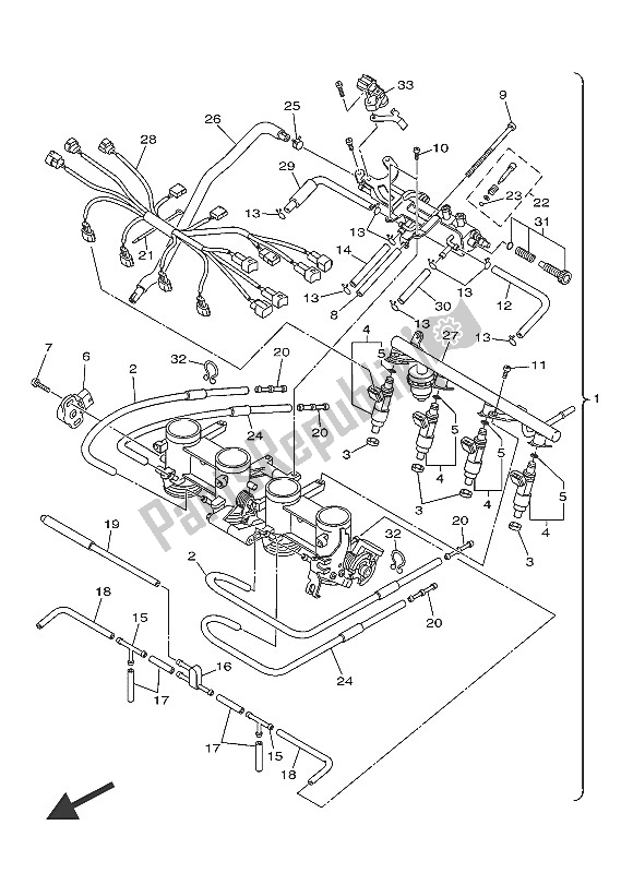 All parts for the Intake 2 of the Yamaha XJ6N 600 2016