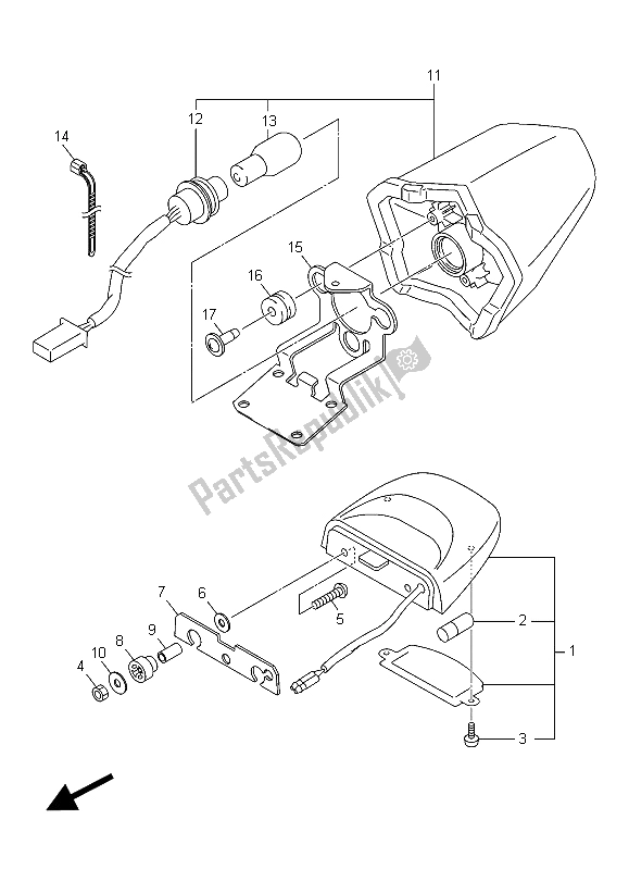 All parts for the Taillight of the Yamaha XJ6 FA 600 2015