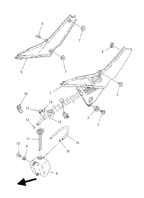 All parts for the Side Cover of the Yamaha XT 660R 2011