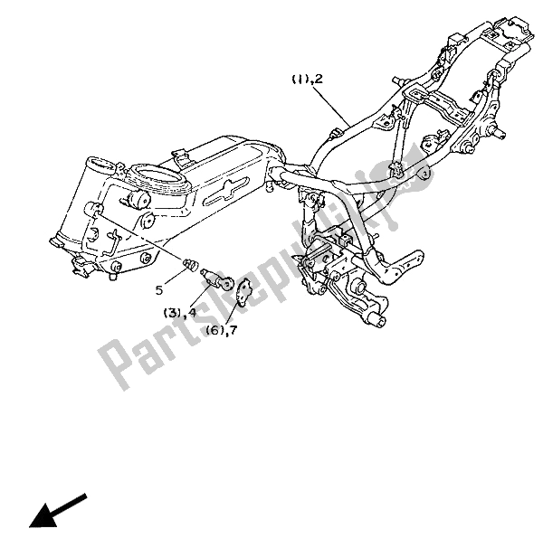 All parts for the Alternate (chassis) (for Uk-it) of the Yamaha XV 535 Virago 1989