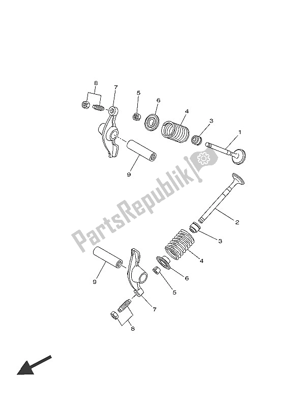 All parts for the Valve of the Yamaha TT R 50E 2016